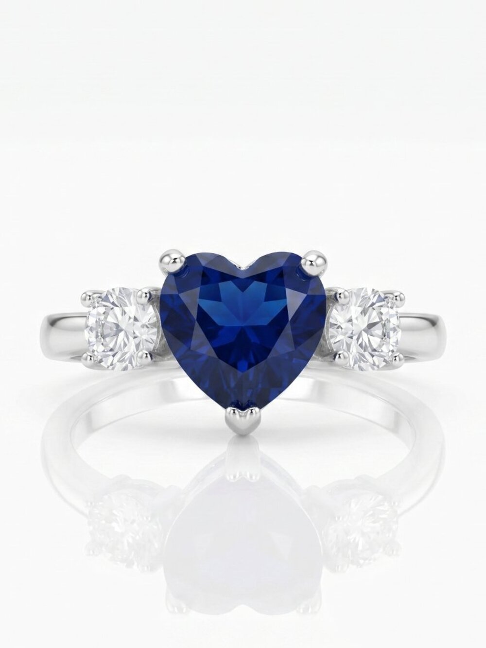 Blue Sapphire Heart Gemstone ring, 925 Sterling Silver Charmed Aroma Valentines